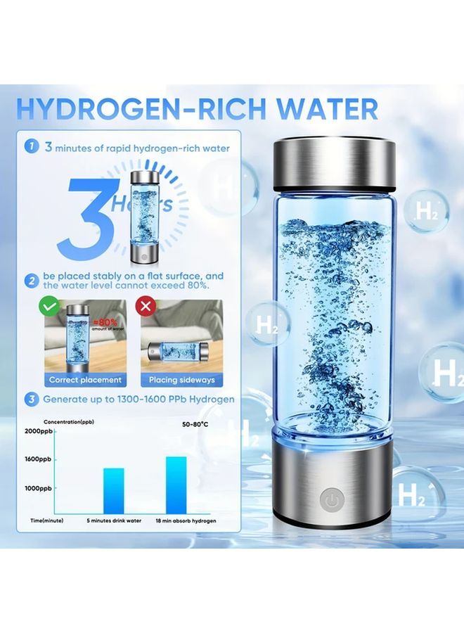2pcs Silvery White Portable Hydrogen Water Bottle SPE PEM Generator For Home Travel Sports - Image 4